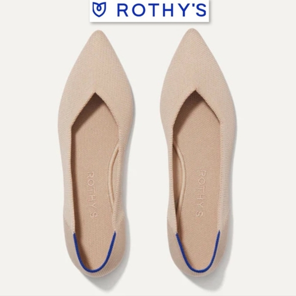 Rothy's The Point Flats In Ecru Beige Size 7.5 - Picture 1 of 16
